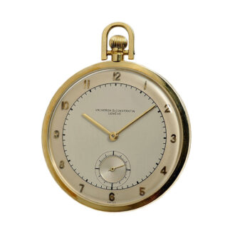 Swiss thin 18K gold open-faced lever pocket watch Circa 1950