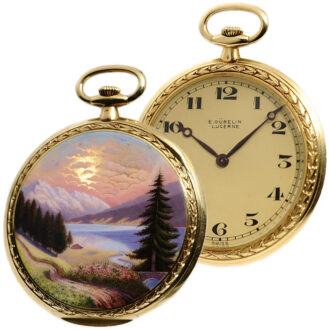 Swiss thin gold enamel gentleman's pocket watch Circa 1900