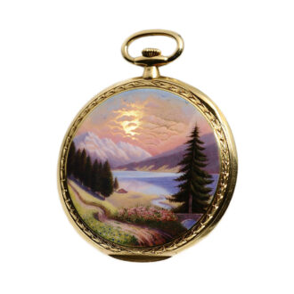 Swiss thin gold enamel gentleman's pocket watch Circa 1900