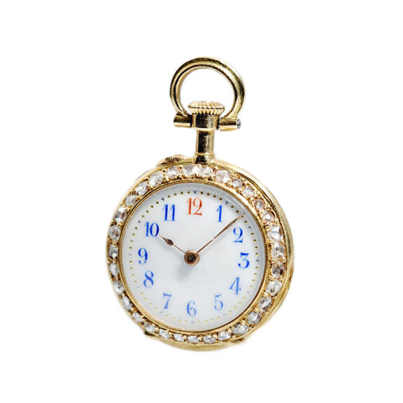 Swiss diamond and ruby studded miniature fob watch Circa 1900 Swiss diamond and ruby studded miniature fob watch Circa 1900