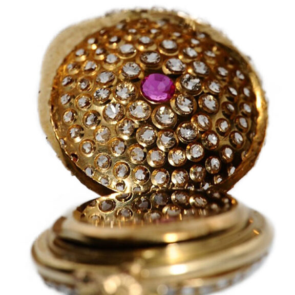 Swiss diamond and ruby studded miniature fob watch Circa 1900 Swiss diamond and ruby studded miniature fob watch Circa 1900