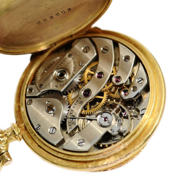 Swiss miniature fob watch with repoussé case Circa 1902 Swiss miniature fob watch with repoussé case Circa 1902