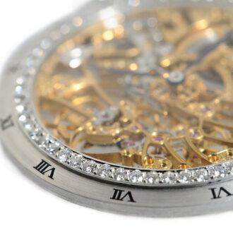 Swiss thin white gold skeletonized pocket watch Circa 1980
