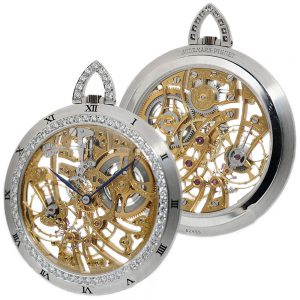 Swiss thin white gold skeletonized pocket watch Circa 1980