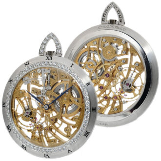Swiss thin white gold skeletonized pocket watch Circa 1980