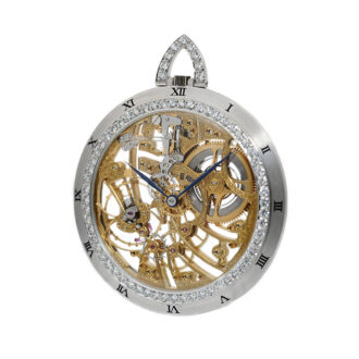 Swiss thin white gold skeletonized pocket watch Circa 1980