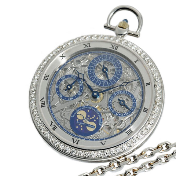 Swiss white gold watch diamond set and skeletonized Circa 1983 Swiss white gold watch diamond set and skeletonized Circa 1983