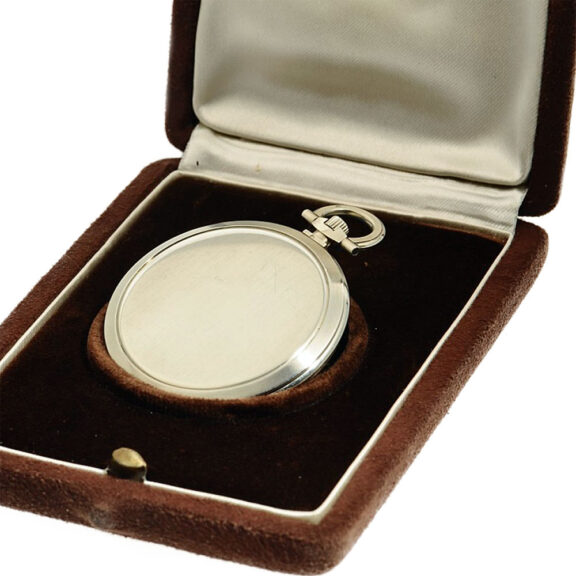 Swiss white gold elegant jumping hour pocket watch Circa 1935 Swiss white gold elegant jumping hour pocket watch Circa 1935