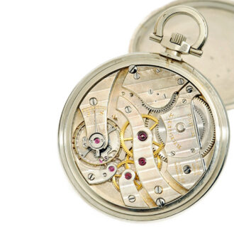 Swiss white gold elegant jumping hour pocket watch Circa 1935