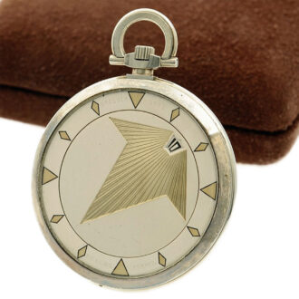 Swiss white gold elegant jumping hour pocket watch Circa 1935
