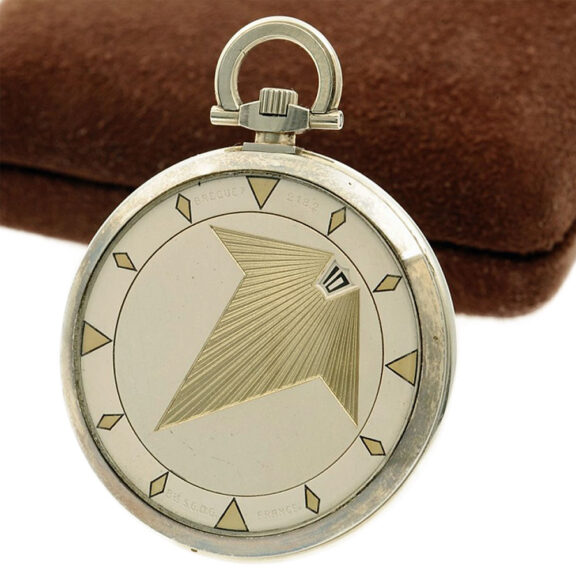 Swiss white gold elegant jumping hour pocket watch Circa 1935 Swiss white gold elegant jumping hour pocket watch Circa 1935