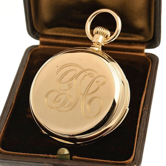 Swiss minute repeating hunting cased pocket watch Circa 1893 Swiss minute repeating hunting cased pocket watch Circa 1893