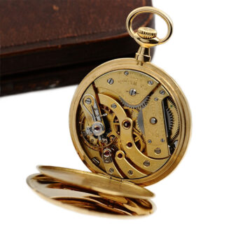 Swiss 18K gold open faced keyless lever pocket watch Circa 1910