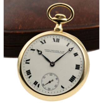 Swiss 18K gold open faced keyless lever pocket watch Circa 1910