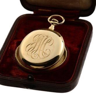 Swiss 18K gold open faced keyless lever pocket watch Circa 1910