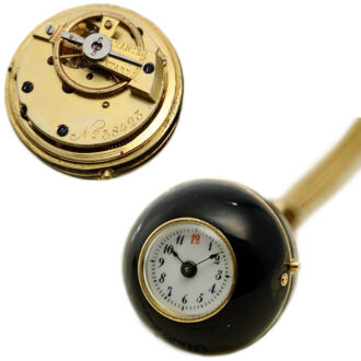 Rare Swiss gold enamel ball-shaped lapel watch Circa 1870