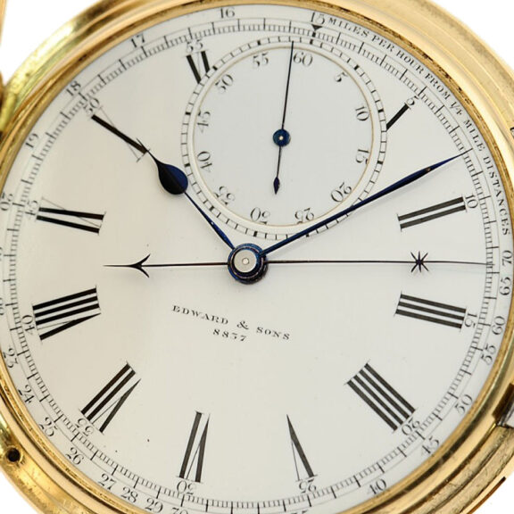 English repeater with chronograph and tachy scale Circa 1898 English repeater with chronograph and tachy scale Circa 1898
