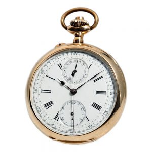 Swiss 18K rose gold pocket watch with chronograph Circa 1925