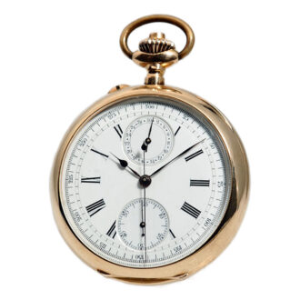 Swiss 18K rose gold pocket watch with chronograph Circa 1925