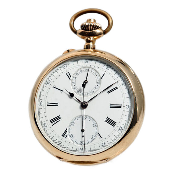 Swiss 18K rose gold pocket watch with chronograph Circa 1925