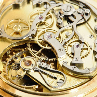 Swiss gold pocket watch with chronograph and date Circa 1902