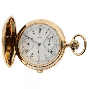 Swiss gold pocket watch with chronograph and date Circa 1902