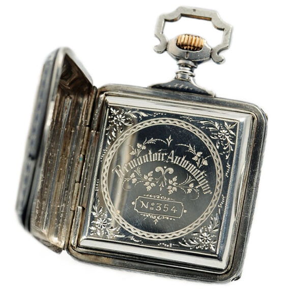 Austrian automatic winding square silver pocket watch Circa 1900 Austrian automatic winding square silver pocket watch Circa 1900