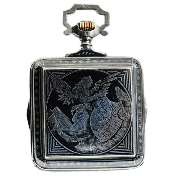 Austrian automatic winding square silver pocket watch Circa 1900 Austrian automatic winding square silver pocket watch Circa 1900