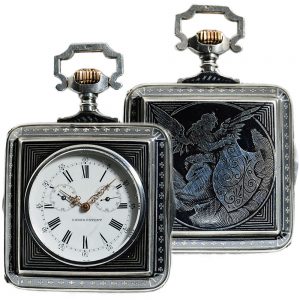 Austrian automatic winding square silver pocket watch Circa 1900