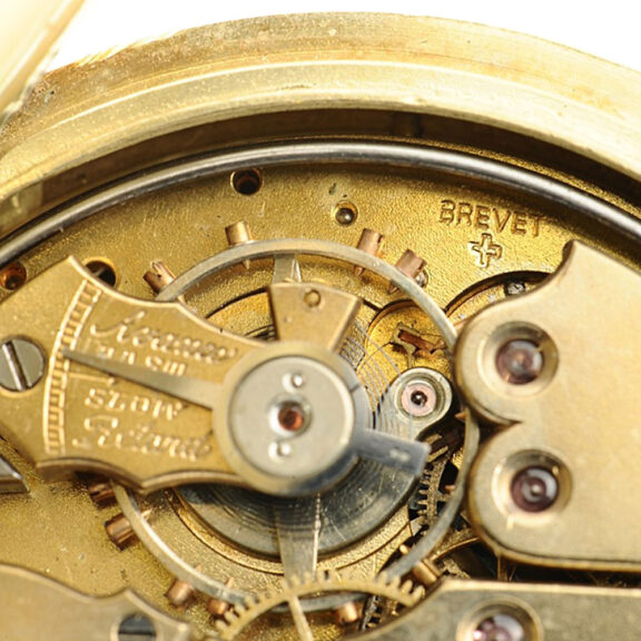 Swiss gold enamel quarter repeating pocket watch Circa 1980 Swiss gold enamel quarter repeating pocket watch Circa 1980