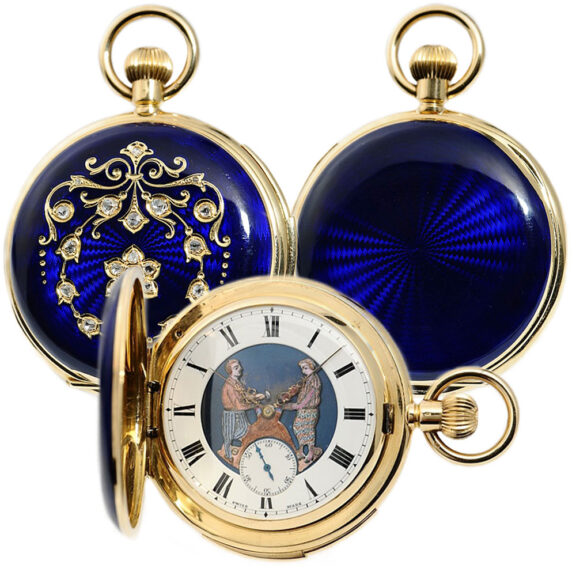 Swiss minute repeater with two jacquemarts Circa 1900