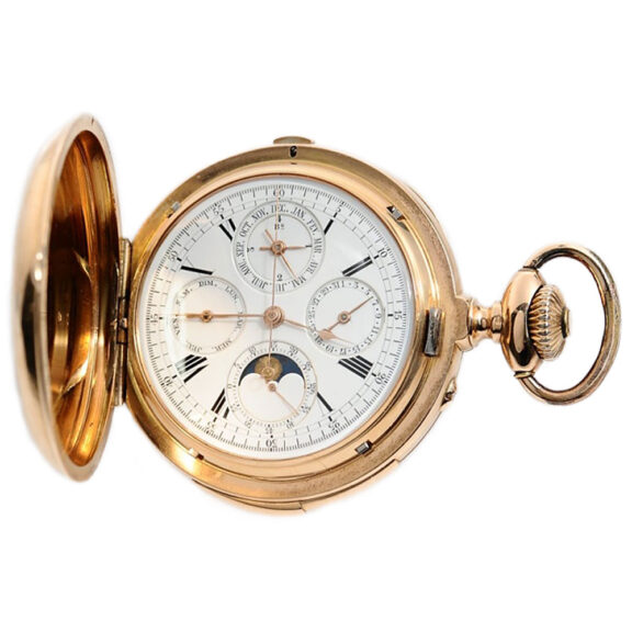 Heavy Swiss 18K rose gold complicated full hunter Circa 1895 Heavy Swiss 18K rose gold complicated full hunter Circa 1895
