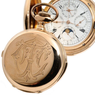 Heavy Swiss 18K rose gold complicated full hunter Circa 1895