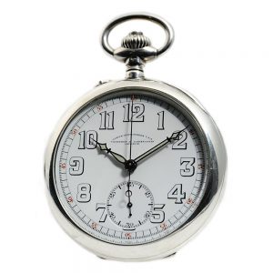 Swiss silver open faced lever chronograph watch Circa 1920
