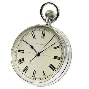 Swiss steel deck chronometer in a mahogany box Circa 1950