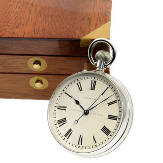 Swiss steel deck chronometer in a mahogany box Circa 1950