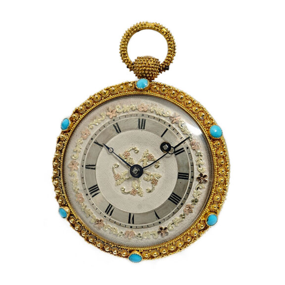 Swiss splendour gold enamel verge pocket watch Circa 1830 Swiss splendour gold enamel verge pocket watch Circa 1830