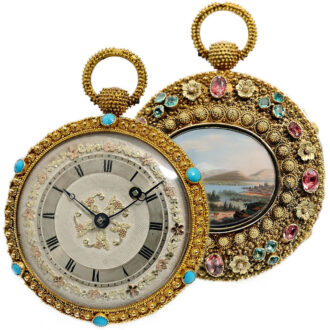 Swiss splendour gold enamel verge pocket watch Circa 1830