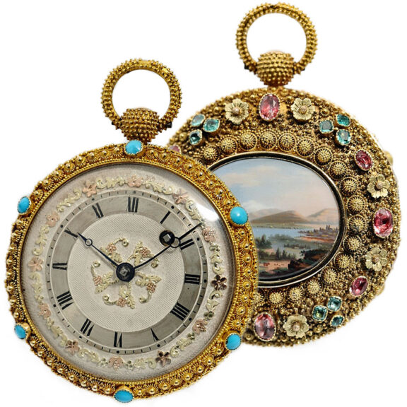 Swiss splendour gold enamel verge pocket watch Circa 1830