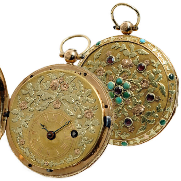 Swiss decorative 18K gold verge pocket watch Circa 1821