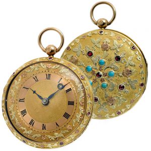 Swiss decorative 18K gold verge pocket watch Circa 1821