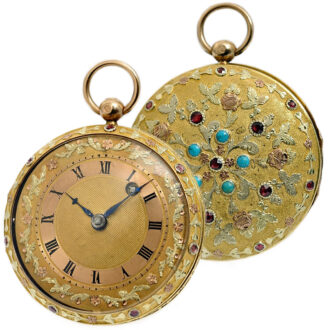 Swiss decorative 18K gold verge pocket watch Circa 1821