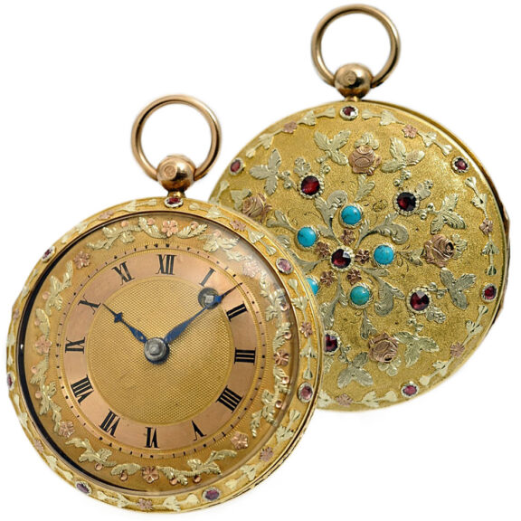 Swiss decorative 18K gold verge pocket watch Circa 1821