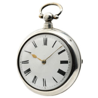 Rare American silver pair cased verge pocket watch Circa 1790