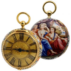 English gold and enamel verge pocket watch Circa 1665