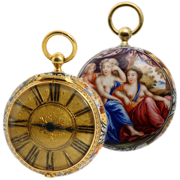 English gold and enamel verge pocket watch Circa 1665