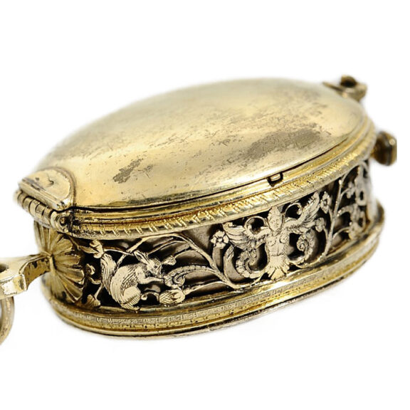 French oval Renaissance drum watch with alarm Circa 1650 French oval Renaissance drum watch with alarm Circa 1650