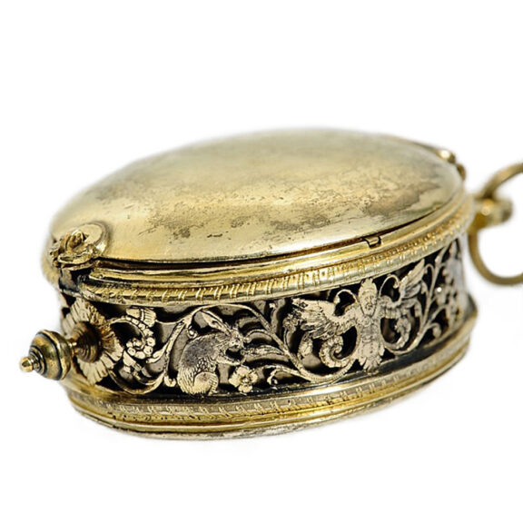 French oval Renaissance drum watch with alarm Circa 1650 French oval Renaissance drum watch with alarm Circa 1650