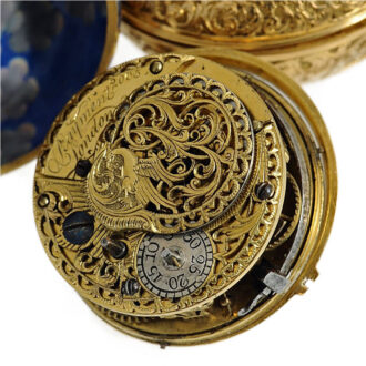 English gold double cased enamel verge watch Circa 1687