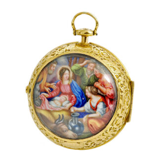 English gold double cased enamel verge watch Circa 1687